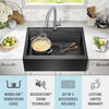 30” Retrofit Farmhouse Apron Front 16 Gauge Workstation Kitchen Sink Single Bowl in with WorkFlow™ Ledge and Accessories for Top Mount Drop-In Installation
